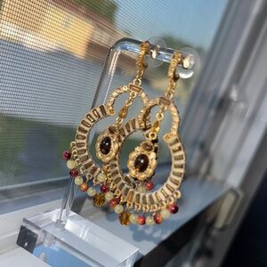 Elegant Gold and Multicolor Beaded Earrings